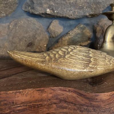 LOT 99: Brass Duck Candle Holder & Small Compass on Brass Disc