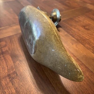 LOT 99: Brass Duck Candle Holder & Small Compass on Brass Disc