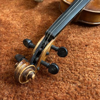 LOT 100: Vintage A. Schroetter Geigenbaumeister Violin & Child's Rocking Chair w/Small Storage Drawer