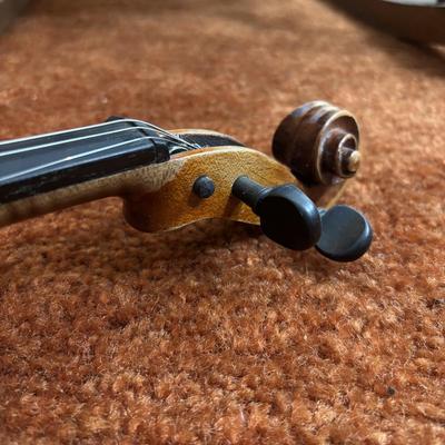 LOT 100: Vintage A. Schroetter Geigenbaumeister Violin & Child's Rocking Chair w/Small Storage Drawer