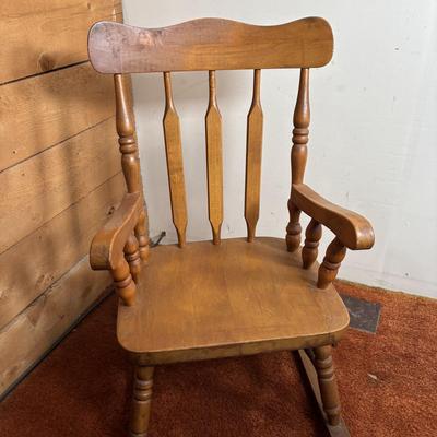 LOT 100: Vintage A. Schroetter Geigenbaumeister Violin & Child's Rocking Chair w/Small Storage Drawer