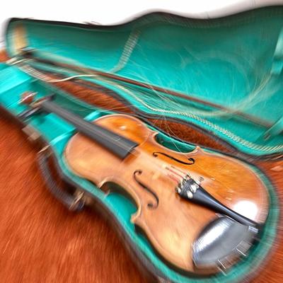 LOT 100: Vintage A. Schroetter Geigenbaumeister Violin & Child's Rocking Chair w/Small Storage Drawer