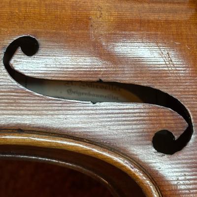 LOT 100: Vintage A. Schroetter Geigenbaumeister Violin & Child's Rocking Chair w/Small Storage Drawer