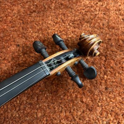 LOT 100: Vintage A. Schroetter Geigenbaumeister Violin & Child's Rocking Chair w/Small Storage Drawer