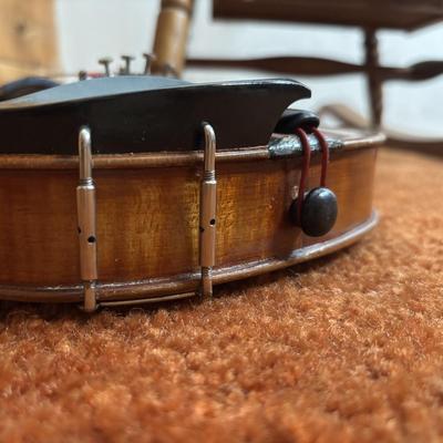 LOT 100: Vintage A. Schroetter Geigenbaumeister Violin & Child's Rocking Chair w/Small Storage Drawer