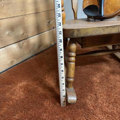 LOT 100: Vintage A. Schroetter Geigenbaumeister Violin & Child's Rocking Chair w/Small Storage Drawer