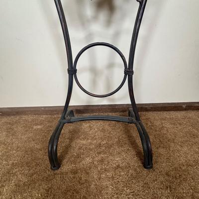 LOT 101: Home Decor Collection: Signed Print, Angel/Candle Statue Candle Holder, Plant Stand