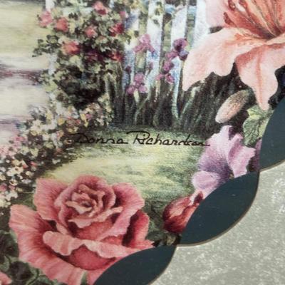 LOT 101: Home Decor Collection: Signed Print, Angel/Candle Statue Candle Holder, Plant Stand