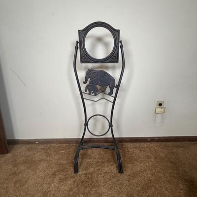 LOT 101: Home Decor Collection: Signed Print, Angel/Candle Statue Candle Holder, Plant Stand