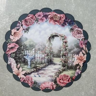 LOT 101: Home Decor Collection: Signed Print, Angel/Candle Statue Candle Holder, Plant Stand