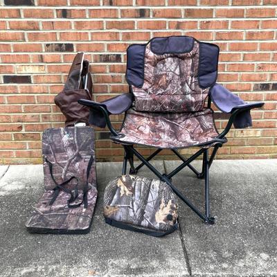 LOT 114: Camouflaged Umbrella Chair and Hunting Seat