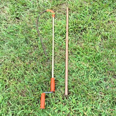 LOT 118: Plumber's Tool Collection - Flambeau Toolbox with Contents, Copper Pipe, General Drain Cleaner Snake Tool
