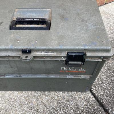 LOT 118: Plumber's Tool Collection - Flambeau Toolbox with Contents, Copper Pipe, General Drain Cleaner Snake Tool