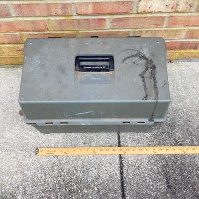 LOT 118: Plumber's Tool Collection - Flambeau Toolbox with Contents, Copper Pipe, General Drain Cleaner Snake Tool