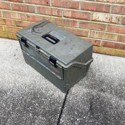 LOT 118: Plumber's Tool Collection - Flambeau Toolbox with Contents, Copper Pipe, General Drain Cleaner Snake Tool