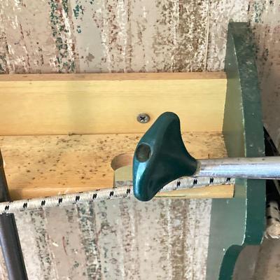 LOT 120: Wooden Fishing Rod Holder with Rods and Reels