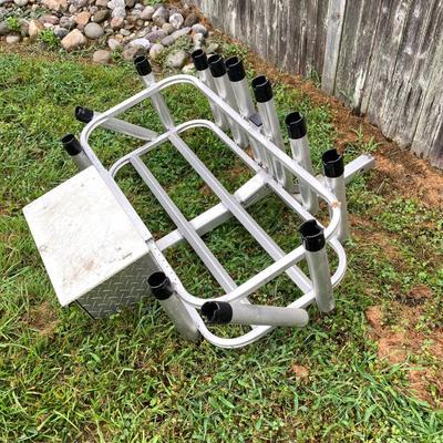 LOT 132: Fishing Rod Cooler Rack with Storage Drawers
