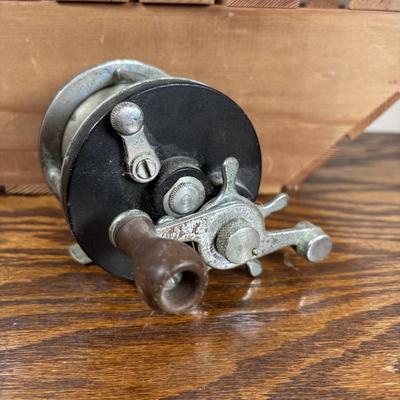 LOT 141: Fishing & More Collection: Bushnell Binoculars Mobile Eyewear Recorder, Fishing Reels, Realistic Weather Band Radio, Wooden...