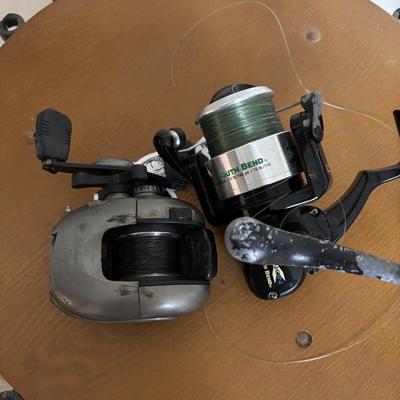 LOT 146: Fishing Rod Holder w/Fishing Rods & Reels