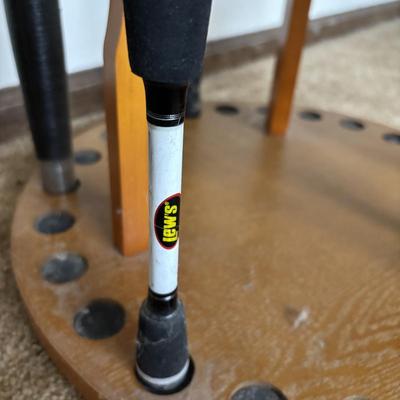 LOT 146: Fishing Rod Holder w/Fishing Rods & Reels