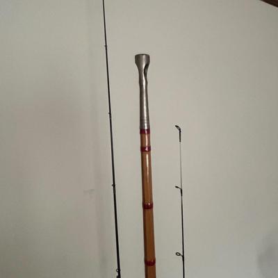LOT 146: Fishing Rod Holder w/Fishing Rods & Reels