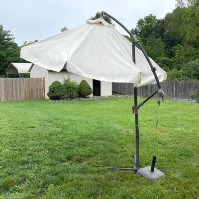 LOT 222: Large Cantilever Umbrella with Base