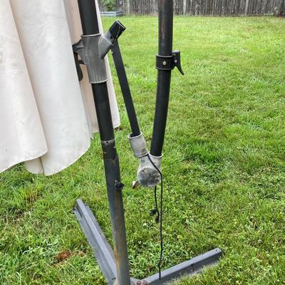 LOT 222: Large Cantilever Umbrella with Base