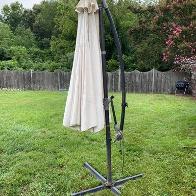 LOT 222: Large Cantilever Umbrella with Base
