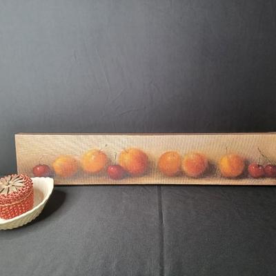 Sale Photo Thumbnail #22: Authentic Strawberry Basket w/ Vintage Fruit Bowl & Canvas