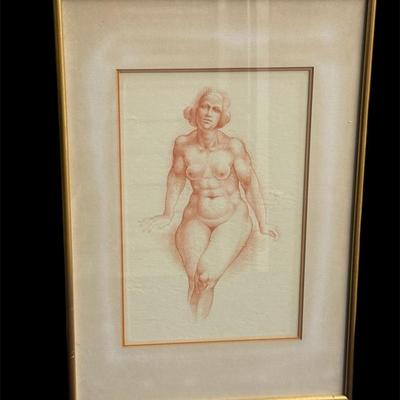 Martha Mayer Erlebacher (American, 1937-2013) Seated Female Nude Drawing, 1965