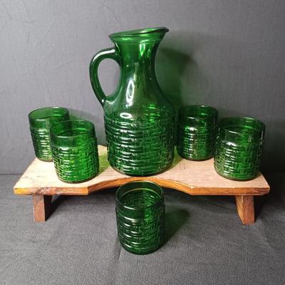 Sale Photo Thumbnail #46: Vintage Bormioli Jug + 5 Glasses
* Doily and wood riser not included