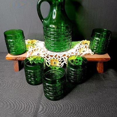 Sale Photo Thumbnail #41: Vintage Bormioli Jug + 5 Glasses
* Doily and wood riser not included