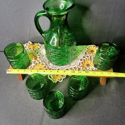 Sale Photo Thumbnail #45: Vintage Bormioli Jug + 5 Glasses
* Doily and wood riser not included