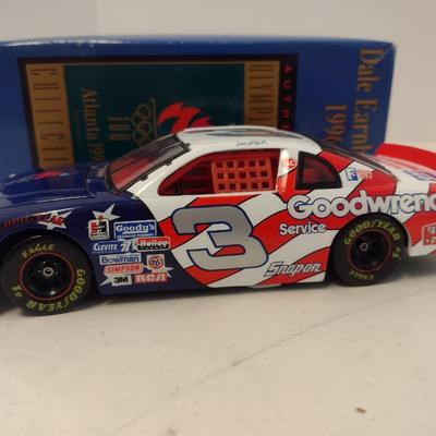 Sale Photo Thumbnail #1043: Set of Three Dale Earnhardt 1996 Atlanta Olympics NASCAR Die Cast Mom n- Pops, Food City, and Snap-On Monte Carlo in Original Boxes