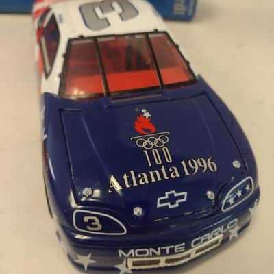 Sale Photo Thumbnail #1042: Set of Three Dale Earnhardt 1996 Atlanta Olympics NASCAR Die Cast Mom n- Pops, Food City, and Snap-On Monte Carlo in Original Boxes