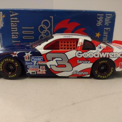 Sale Photo Thumbnail #1040: Set of Three Dale Earnhardt 1996 Atlanta Olympics NASCAR Die Cast Mom n- Pops, Food City, and Snap-On Monte Carlo in Original Boxes