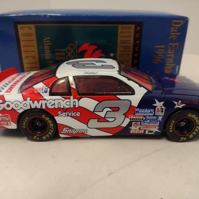 Sale Photo Thumbnail #1044: Set of Three Dale Earnhardt 1996 Atlanta Olympics NASCAR Die Cast Mom n- Pops, Food City, and Snap-On Monte Carlo in Original Boxes