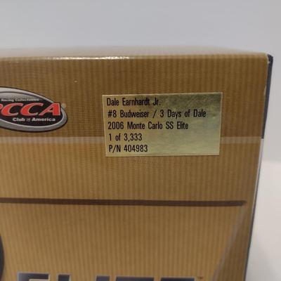 Sale Photo Thumbnail #1047: Motorsports Authentic Elite Rare Dale Earnhardt, Jr. Limited Edition Die Cast #8 NASCAR 2006 Monte Carlo SS Elite with Registration in Original Box.  The extreme limited edition of this car along with the registration makes this a rare and highly collecti