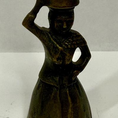 Sale Photo Thumbnail #179: Heavy Brass or Bronze Bell Lady with Pail or Bucket on her head.