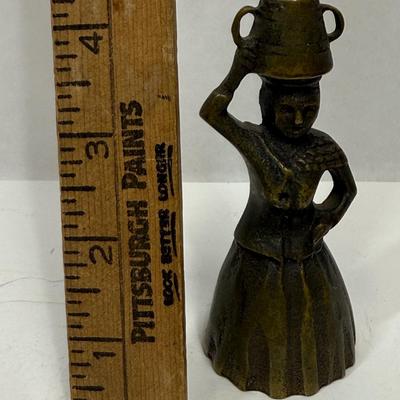 Sale Photo Thumbnail #180: Heavy Brass or Bronze Bell Lady with Pail or Bucket on her head.