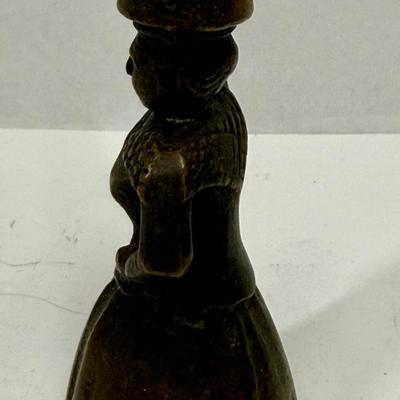 Sale Photo Thumbnail #176: Heavy Brass or Bronze Bell Lady with Pail or Bucket on her head.