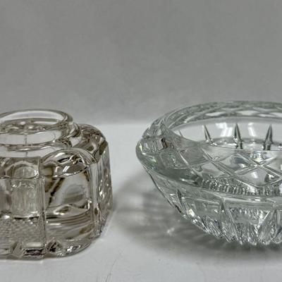 Sale Photo Thumbnail #479: Square one is glass, round one is crystal.. In good condition.