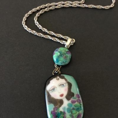 Artesian, vintage, glass bead, colorful, necklace,