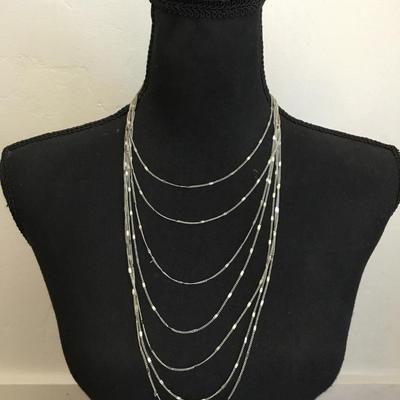 Beautiful sparkly, silver tone, multi layered chain Fashion, necklace