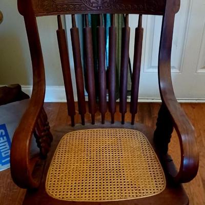 Sale Photo Thumbnail #131: Antique Cane/Wood Office Chair 
Cane seat in excellent condition
