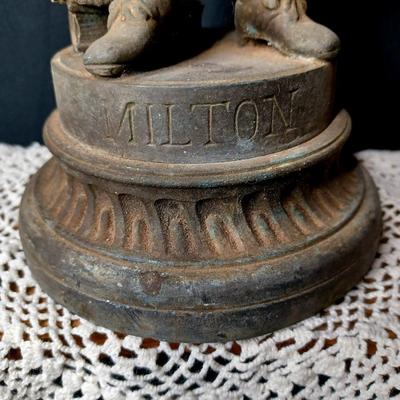 Sale Photo Thumbnail #169: MILTON Bronze Statue 
The nose and hand are damaged-see pics