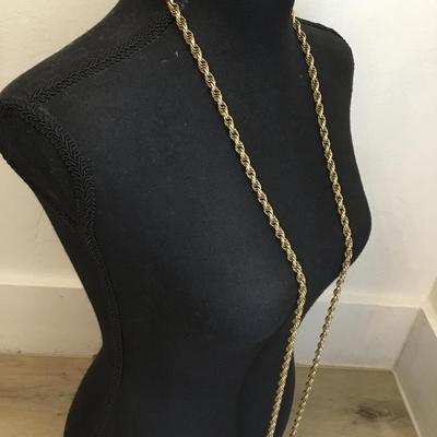 Vintage Monet, long gold tone, chain necklace