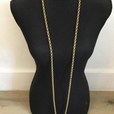 Vintage Monet, long gold tone, chain necklace