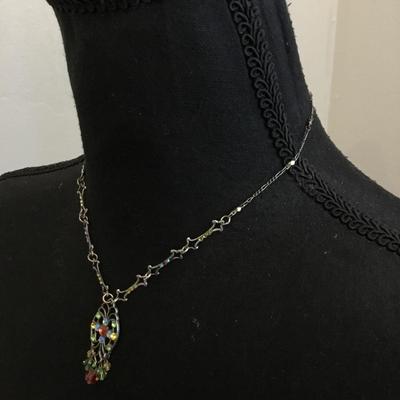 Beautiful vintage Anne Koplik pastel crystal art deco style necklace, very beautiful