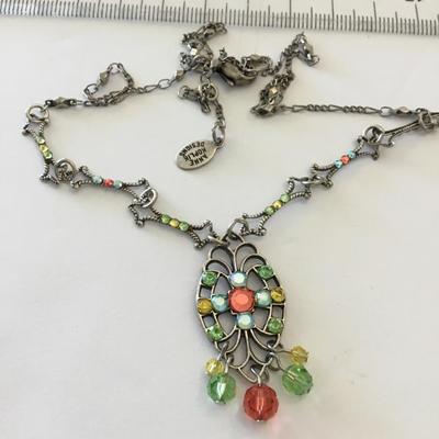 Beautiful vintage Anne Koplik pastel crystal art deco style necklace, very beautiful